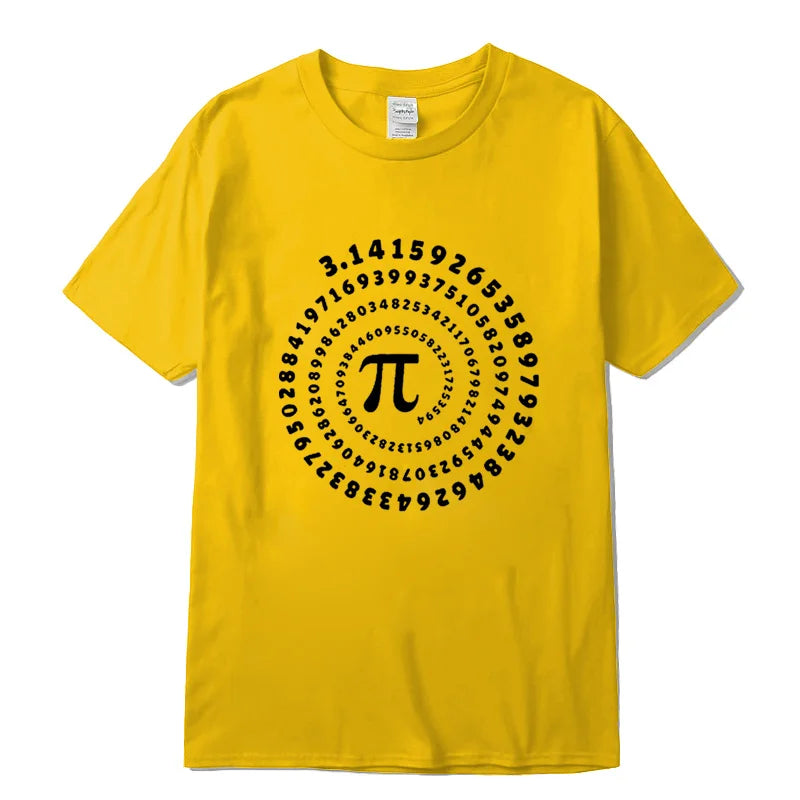 Men's High Quality 100% cotton funny pi design print summer loose o-neck men tshirt short sleeve t-shirt male tees tops