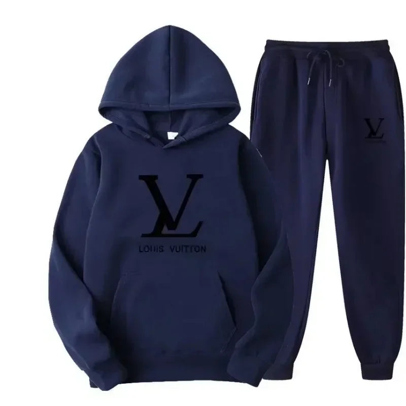 Autumn and winter new men's and women's hooded sweatshirts and pants 2-piece outdoor fashion jogging men's casual sportswear set