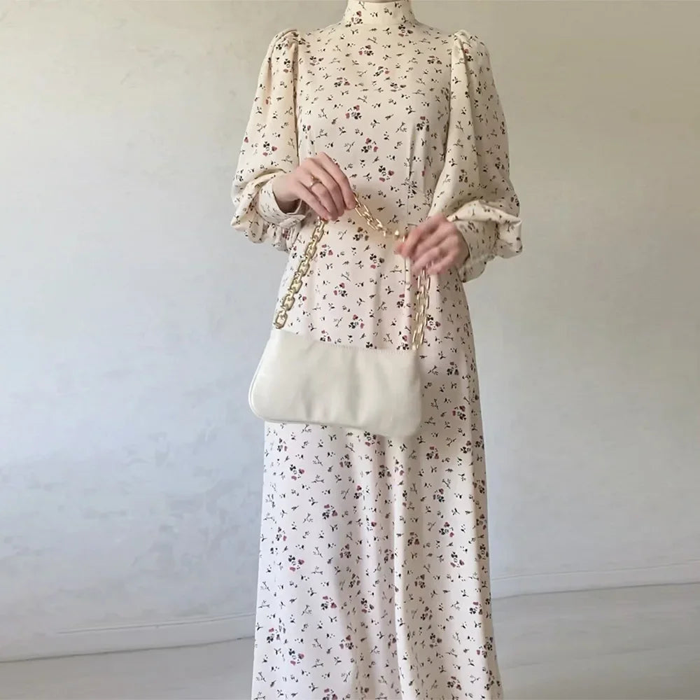 Women's Dress Spring Fashion Loose Lace Up Intellectual Elegance Fragmented Flower Waist Tie Up Temperament Commuter Dress Robe