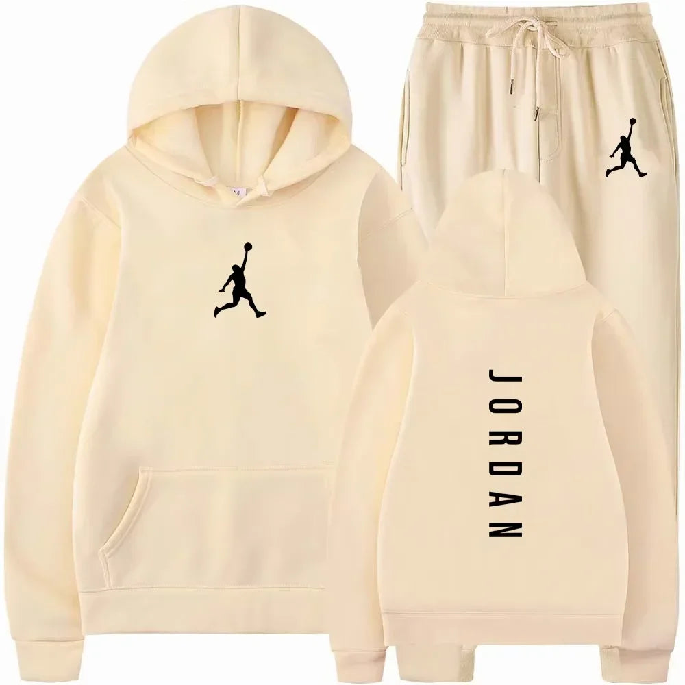 Men's Long-sleeved Sweatshirts and Printed Sweatpants for Autumn and Winter, Fashionable Jogging Sets, Casual Men's Clothing
