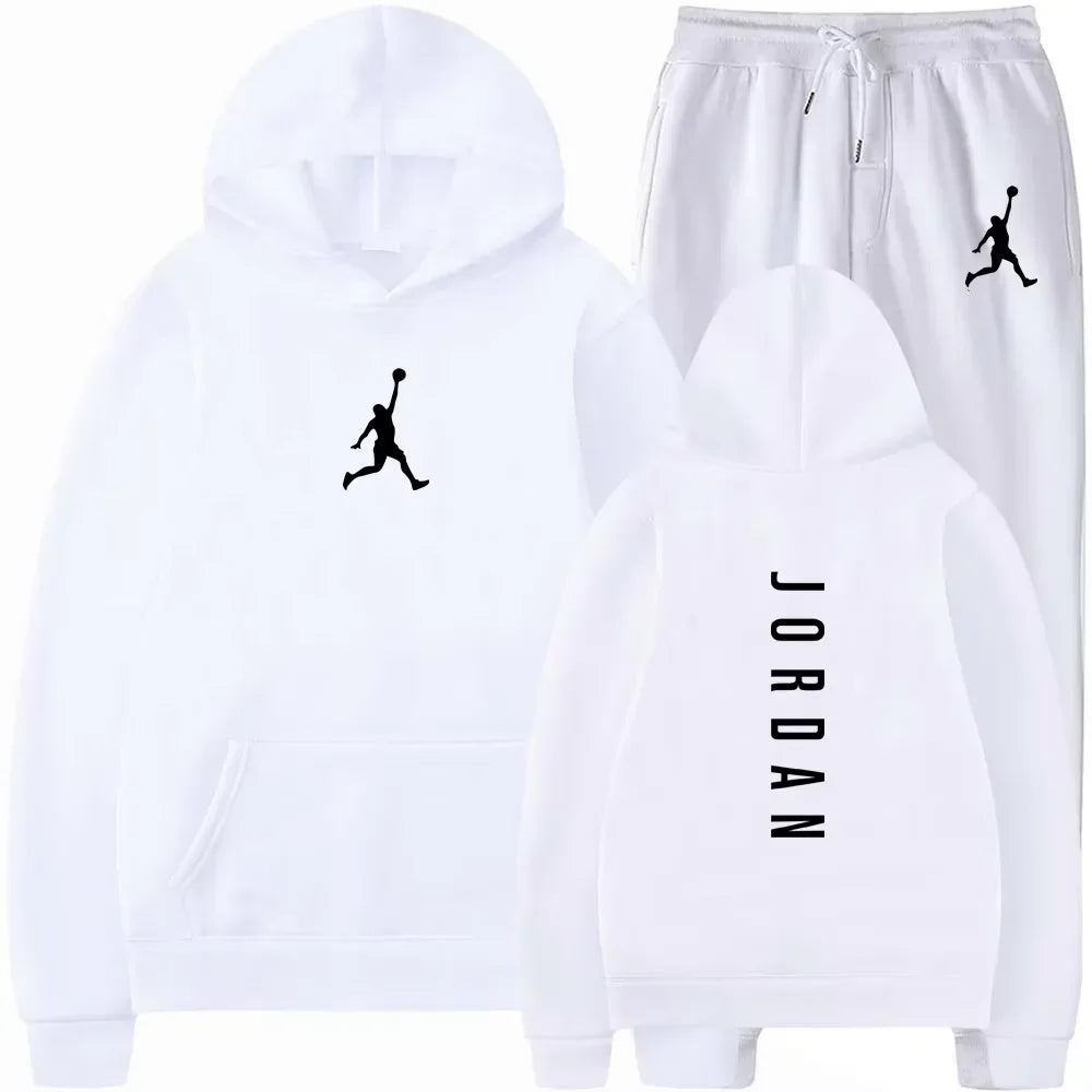 Men's Long-sleeved Sweatshirts and Printed Sweatpants for Autumn and Winter, Fashionable Jogging Sets, Casual Men's Clothing