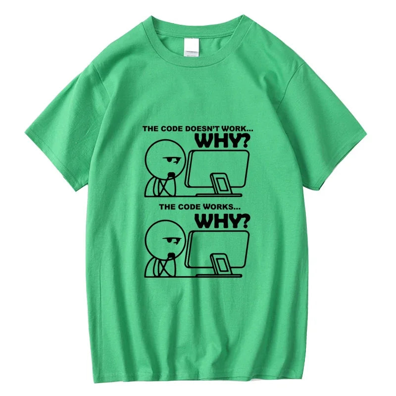 Men's T-shirt 100% Cotton Funny Programmer Print Summer Loose O-neck Cool  for Men Short Sleeve T-shirt Male Tees High Quality