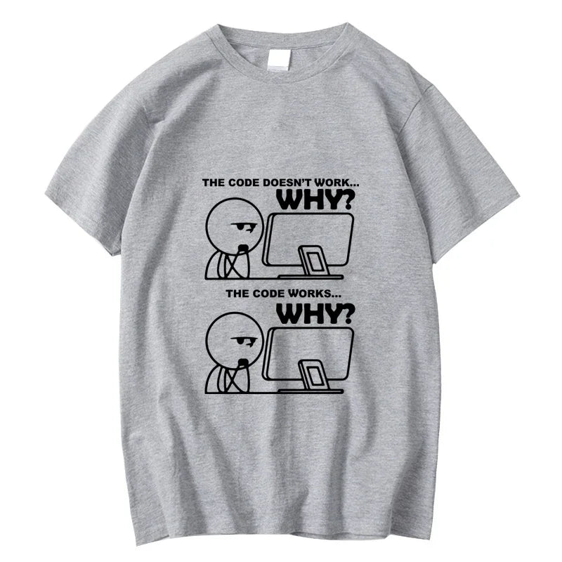 Men's T-shirt 100% Cotton Funny Programmer Print Summer Loose O-neck Cool  for Men Short Sleeve T-shirt Male Tees High Quality