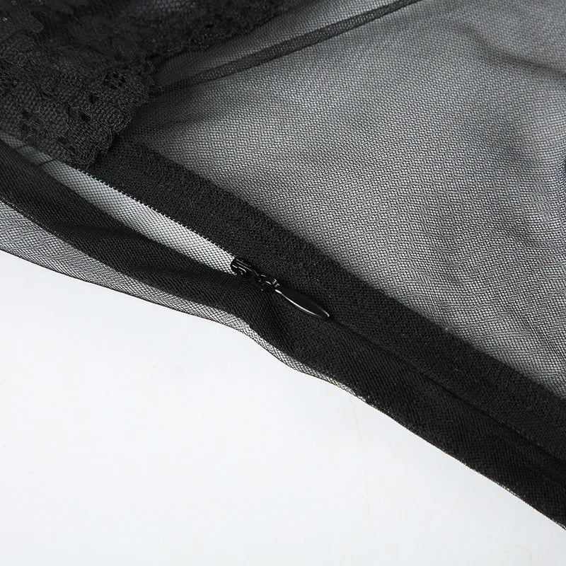 Shestyle Lace Transparent Mini Dress Sexy Women Wrapping Spaghetti Embroidery Flower Sheath Nightwear Club Mesh Wave Fantacy