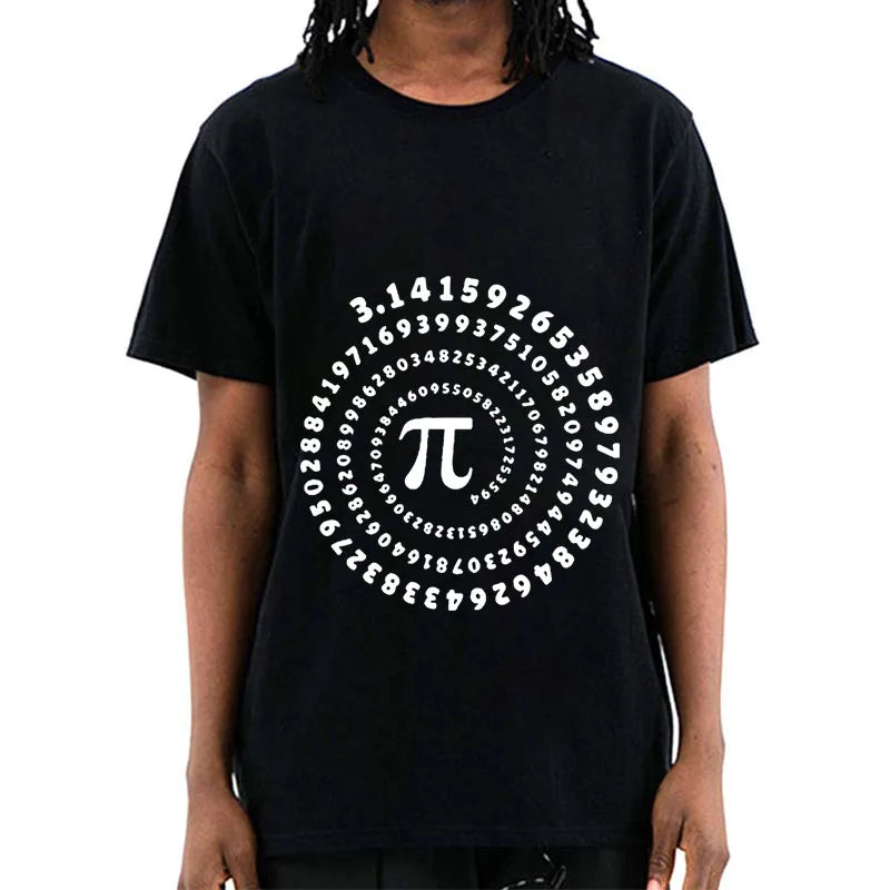 Men's High Quality 100% cotton funny pi design print summer loose o-neck men tshirt short sleeve t-shirt male tees tops