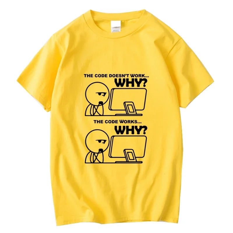Men's T-shirt 100% Cotton Funny Programmer Print Summer Loose O-neck Cool  for Men Short Sleeve T-shirt Male Tees High Quality