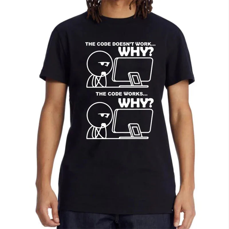 Men's T-shirt 100% Cotton Funny Programmer Print Summer Loose O-neck Cool  for Men Short Sleeve T-shirt Male Tees High Quality