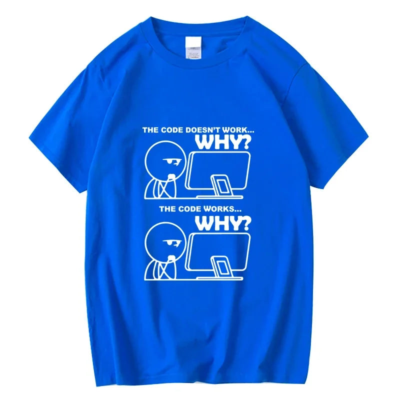 Men's T-shirt 100% Cotton Funny Programmer Print Summer Loose O-neck Cool  for Men Short Sleeve T-shirt Male Tees High Quality