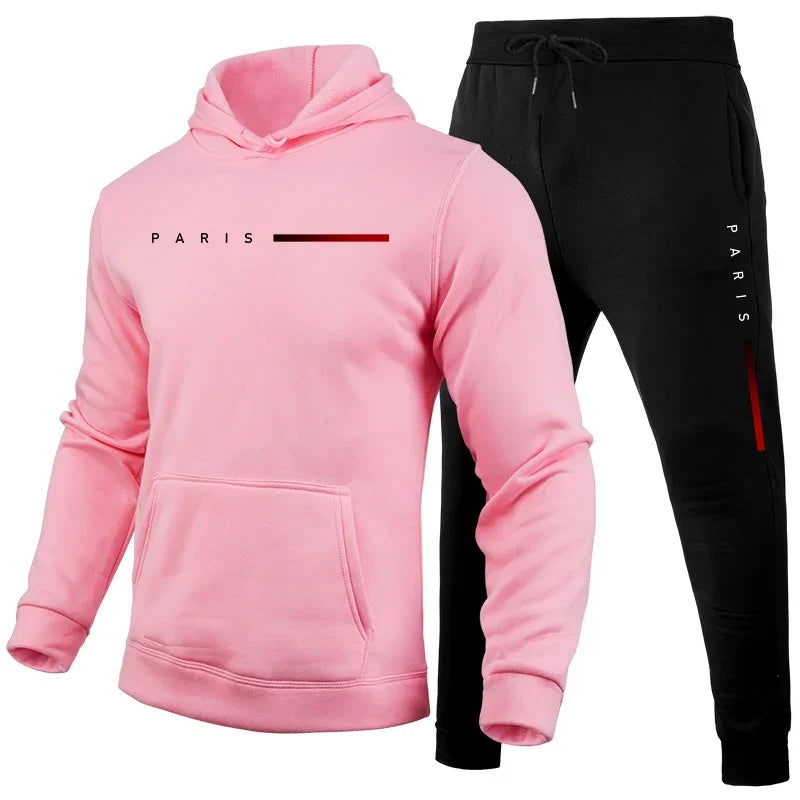 Men's autumn and winter fashionable hooded sweatshirts and pants, high-quality, warm and comfortable outdoor fitness and casual