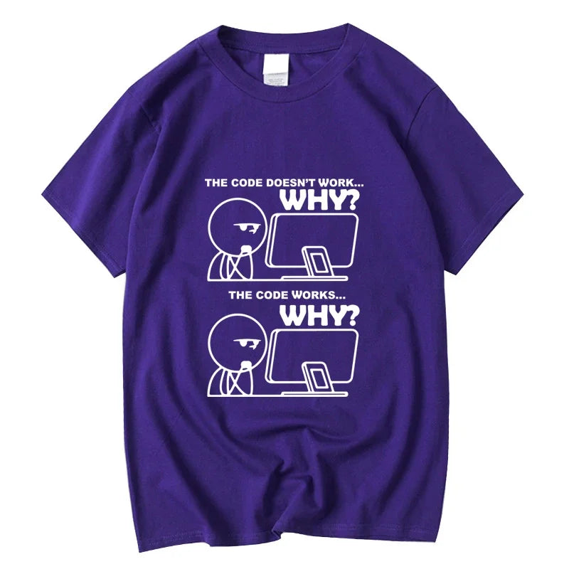 Men's T-shirt 100% Cotton Funny Programmer Print Summer Loose O-neck Cool  for Men Short Sleeve T-shirt Male Tees High Quality