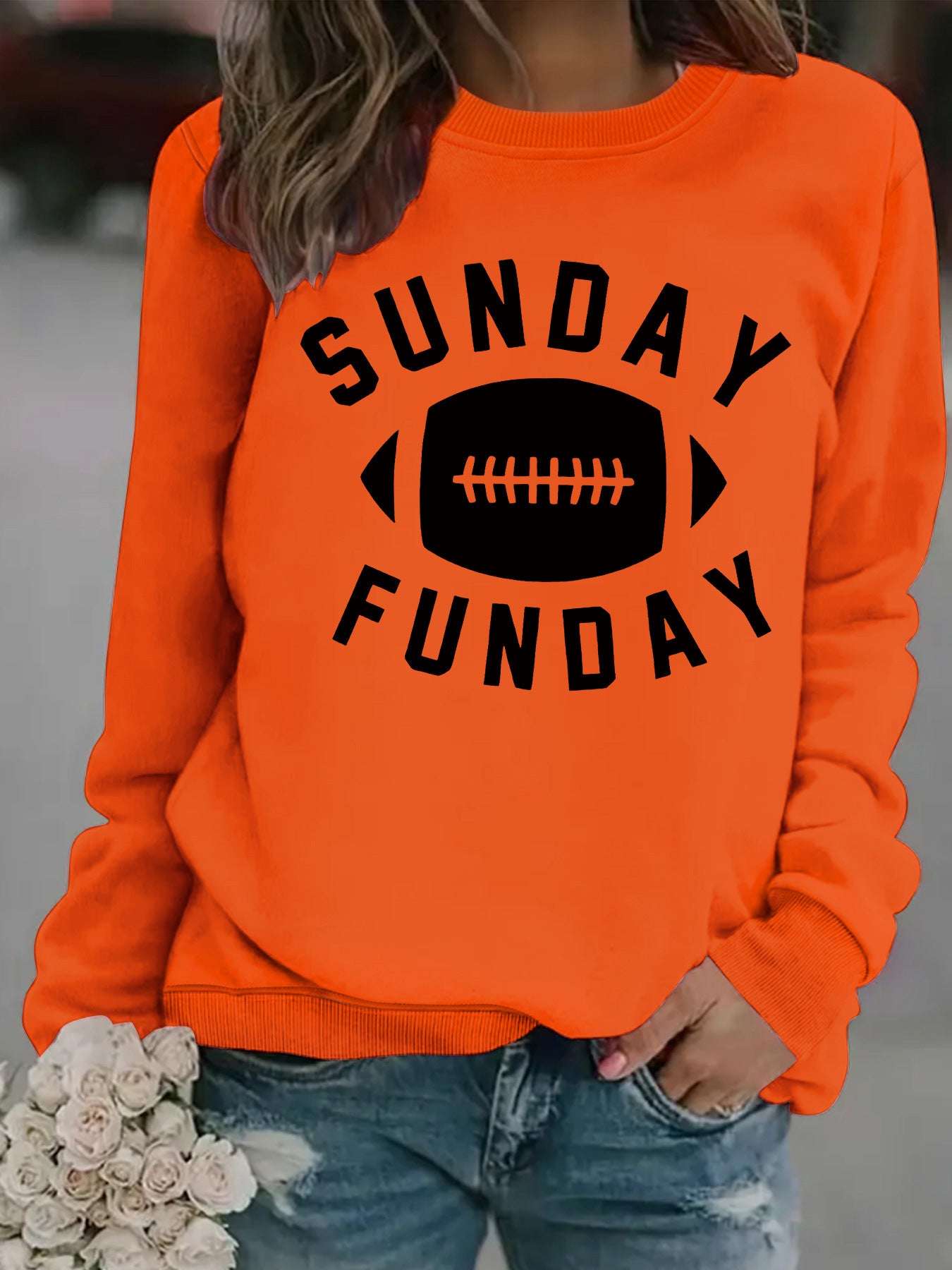 Rugby letter printed hoodie for women