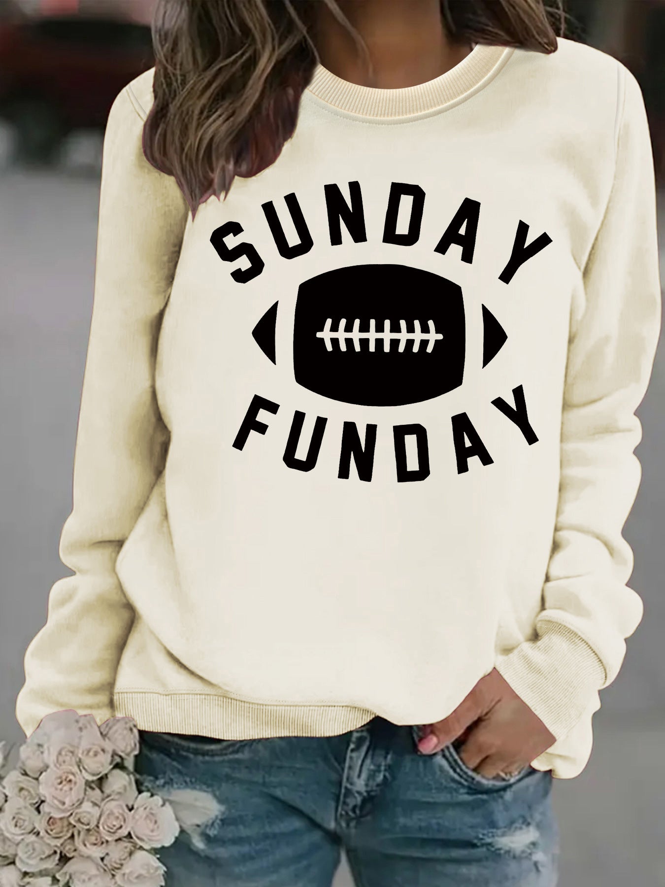 Rugby letter printed hoodie for women