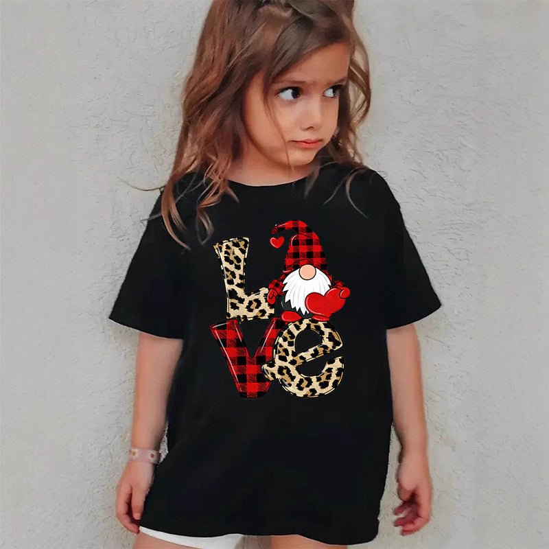 Combed Cotton New Christmas Children's Short Sleeve Girls' T-Shirt Kids Clothing Boys' Short Sleeve