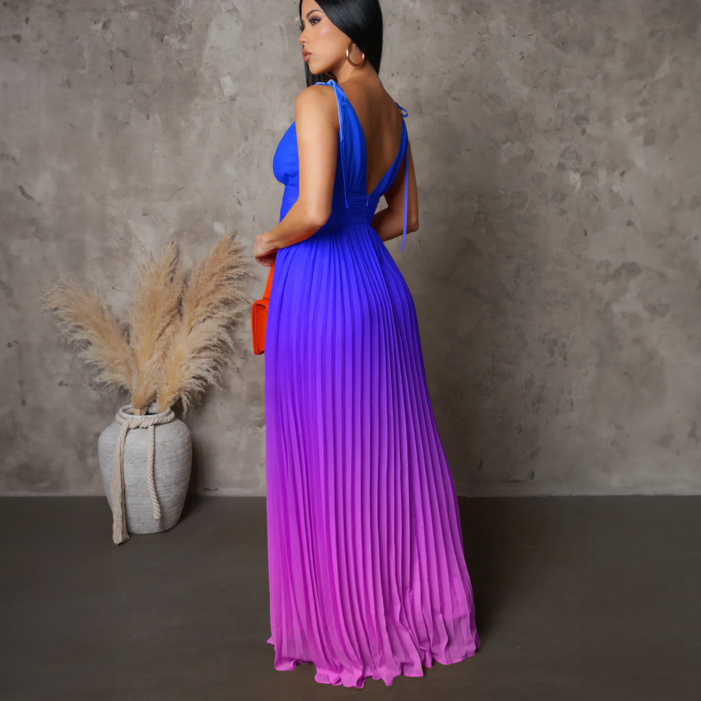 Sexy Strapless Backless Tie-up Ombre Long Dress Formal Dress