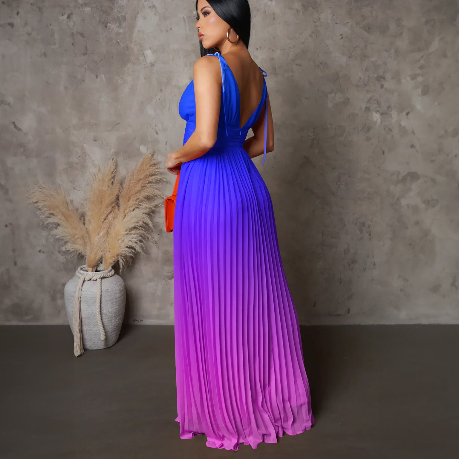 Sexy Strapless Backless Tie-up Ombre Long Dress Formal Dress