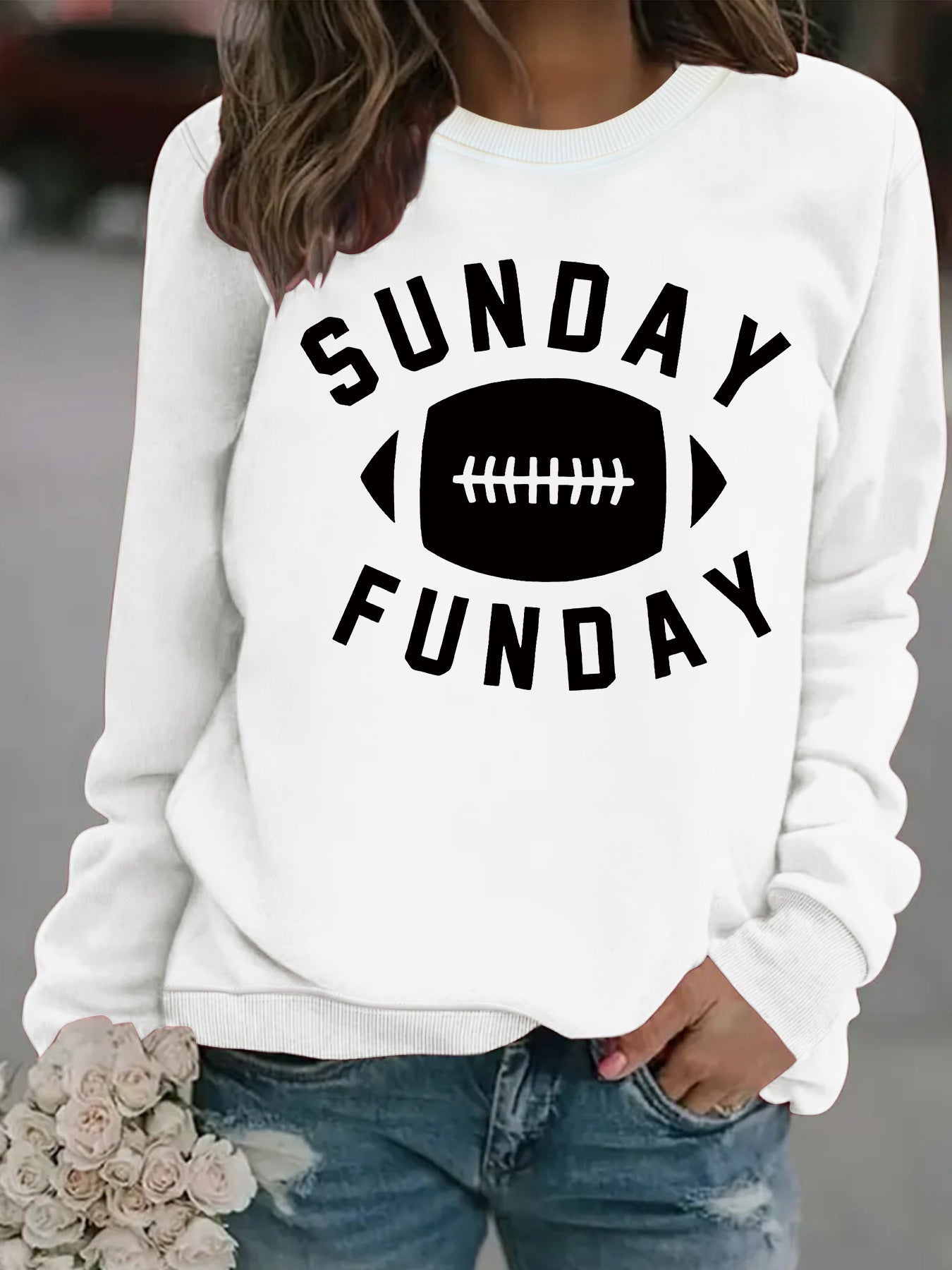 Rugby letter printed hoodie for women