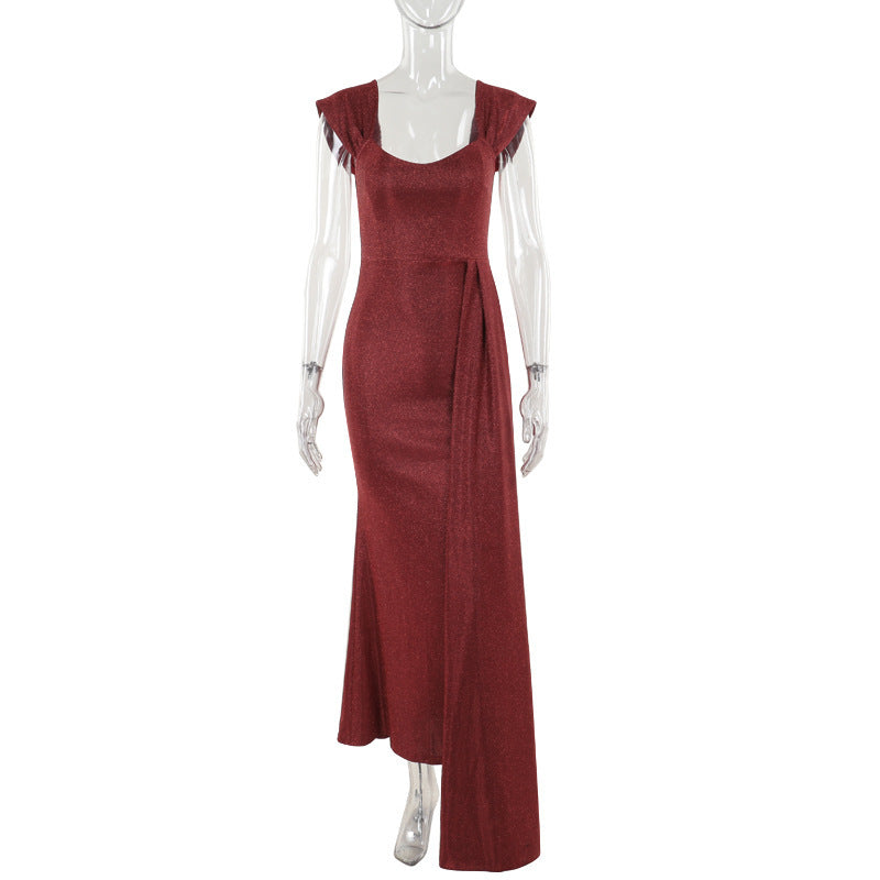 Thin flash vest long dress for women