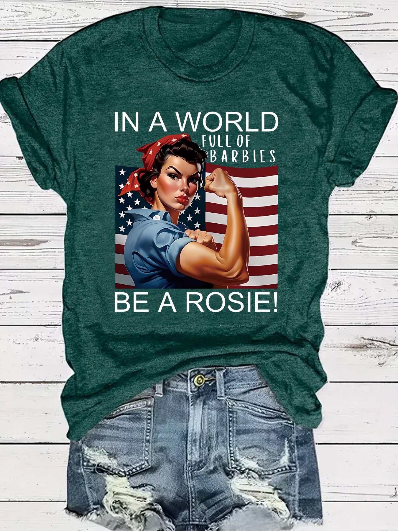 Pattern round neck short sleeved shirt