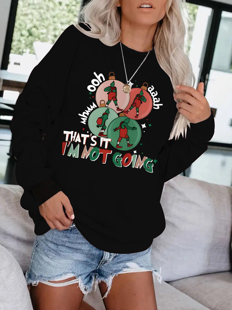 Letter phrase pattern printed casual long sleeved sweatshirt