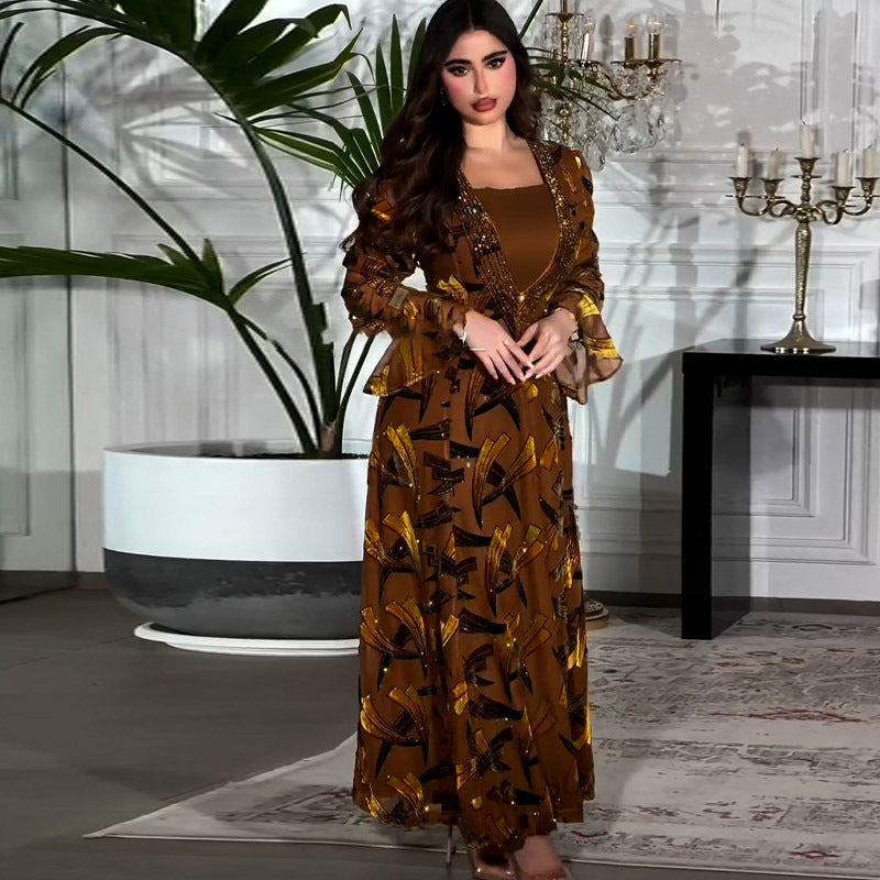 Lace up temperament women's party robe dress