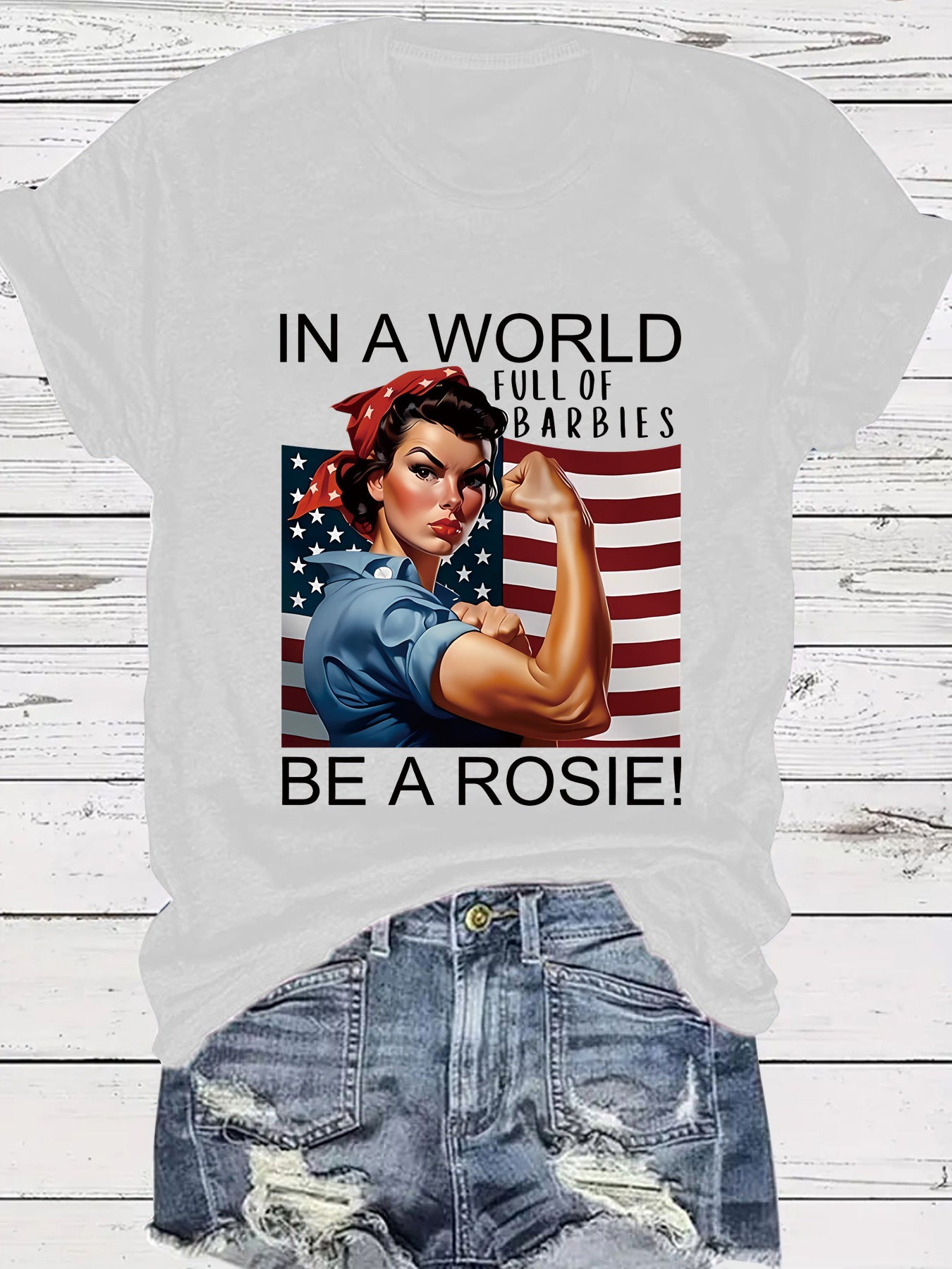 Pattern round neck short sleeved shirt