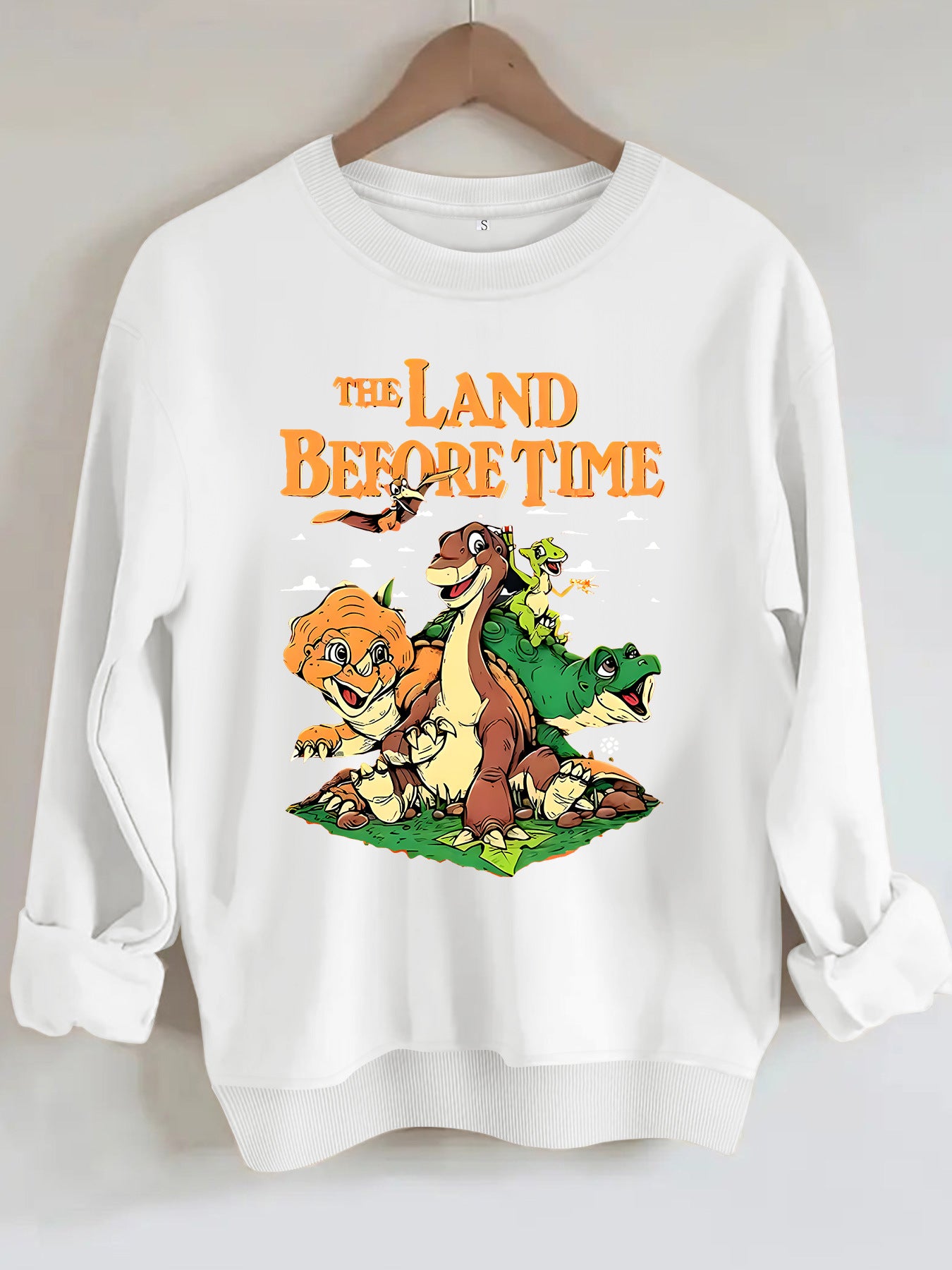 Dinosaur and letter pattern printed hoodie