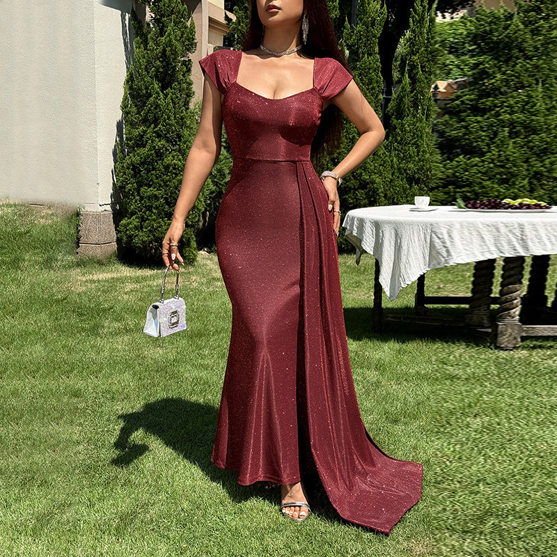 Thin flash vest long dress for women