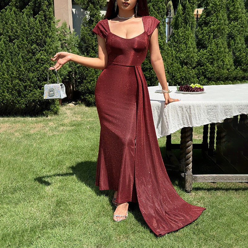 Thin flash vest long dress for women