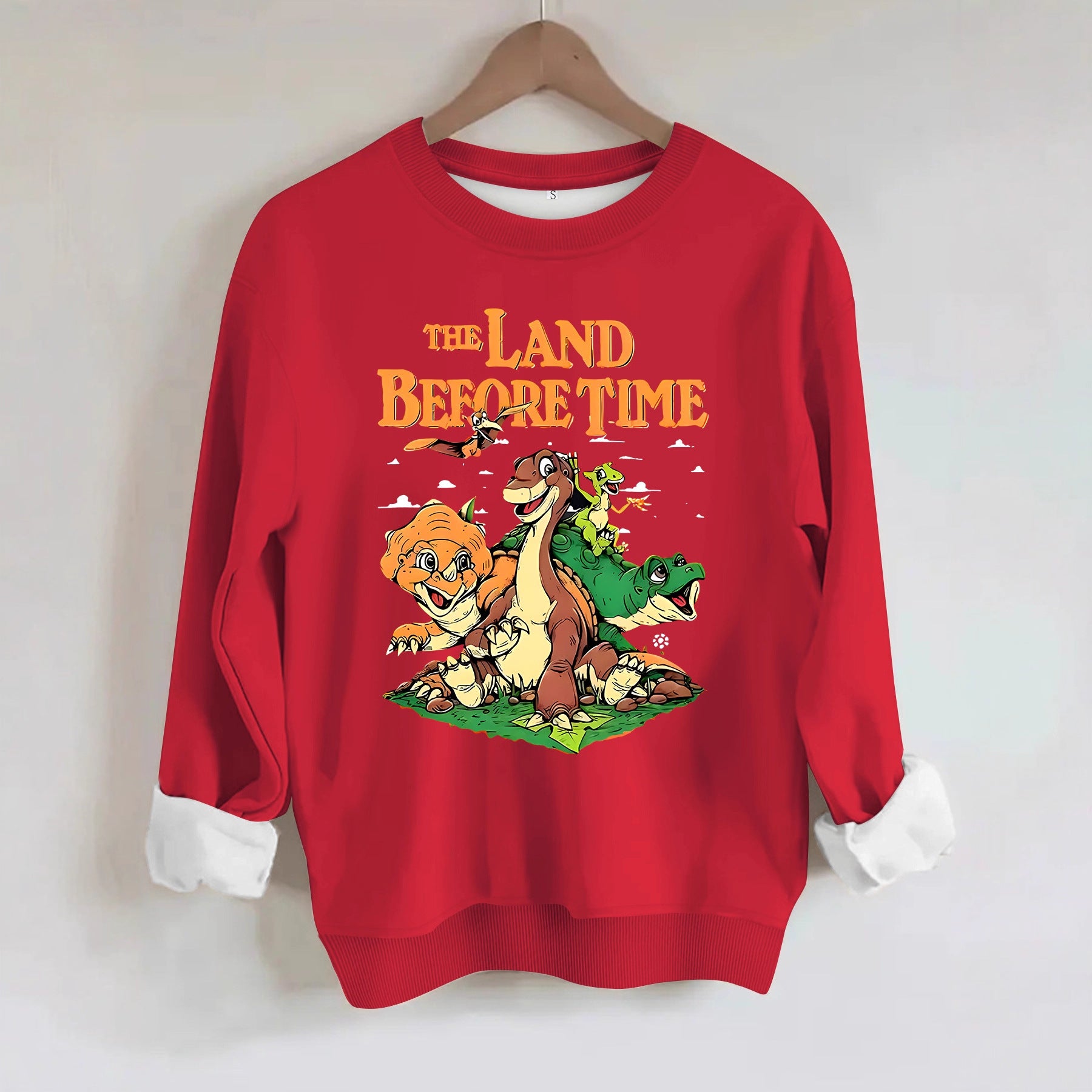 Dinosaur and letter pattern printed hoodie