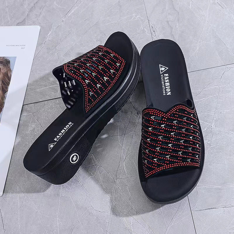 Summer new style women's flat heel comfortable soft bottom middle-aged and elderly mother sandals