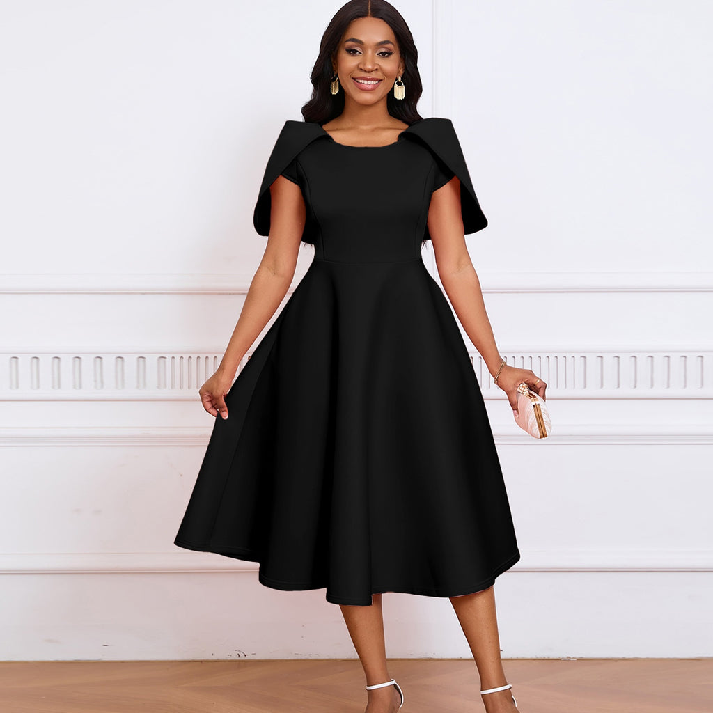 Party Flared Dress with Cape