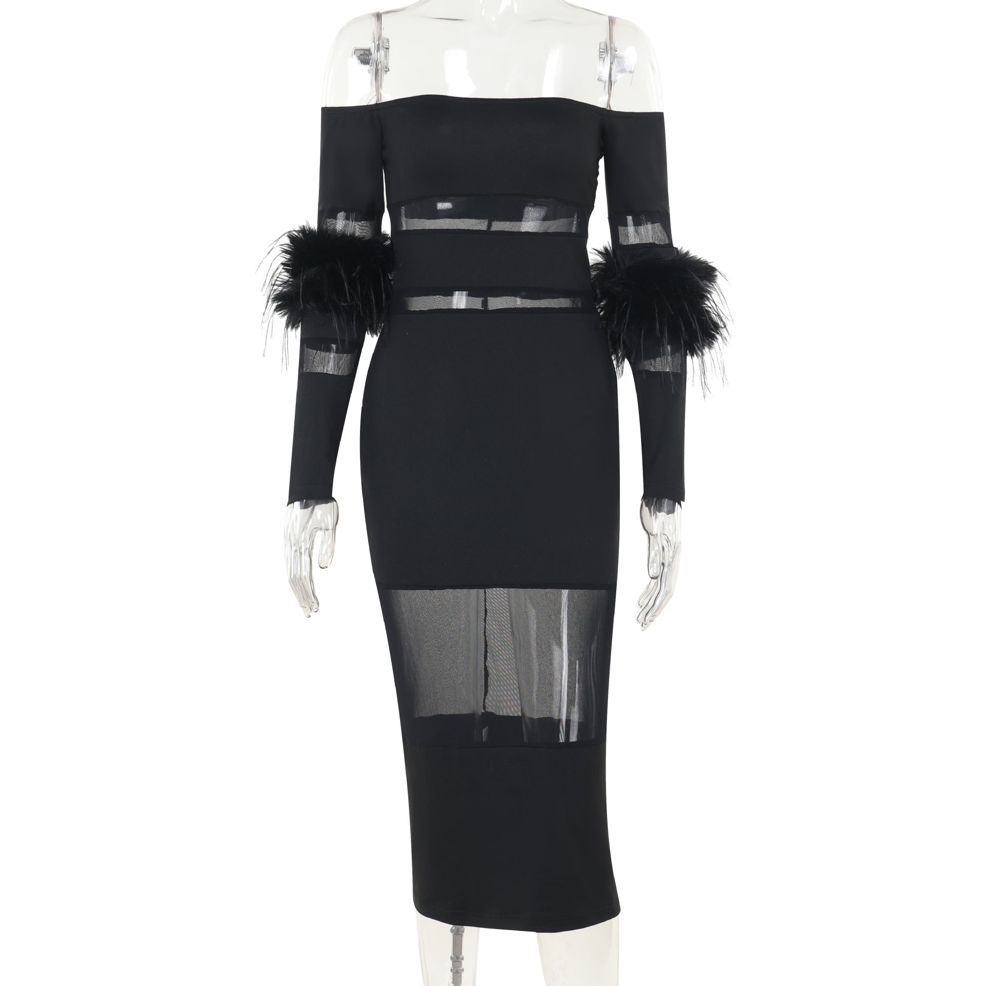 Slimming mesh patchwork sexy dress for women