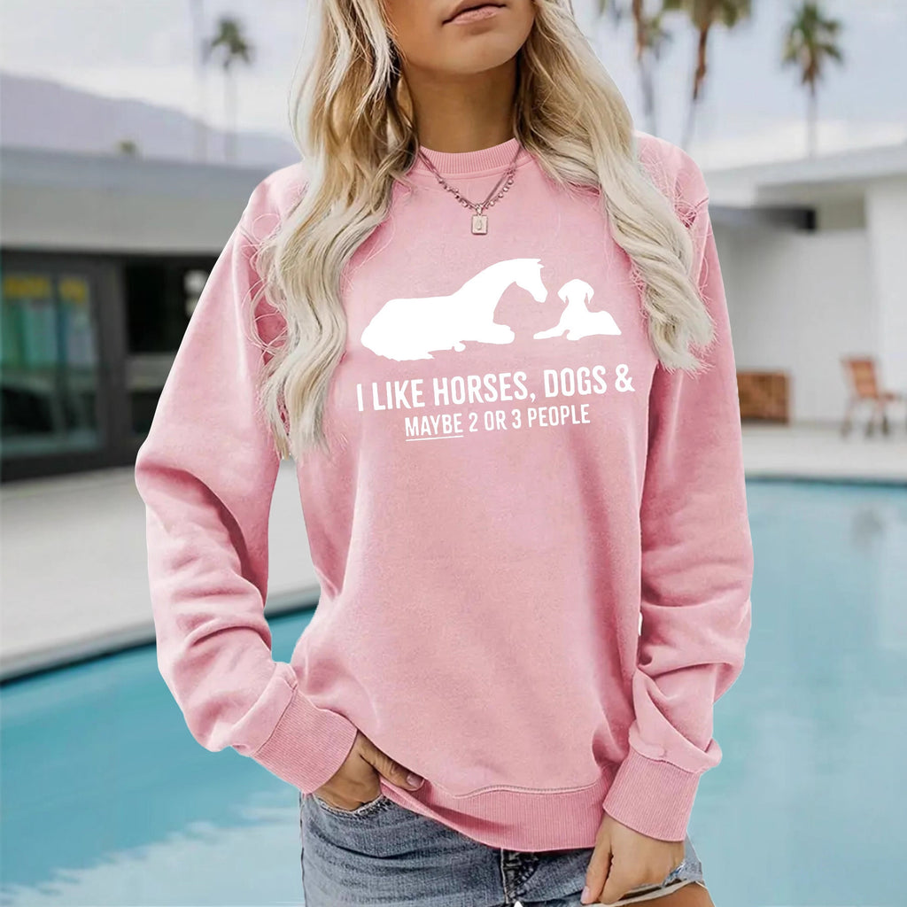 Animal letter printed hoodie round neck hoodie