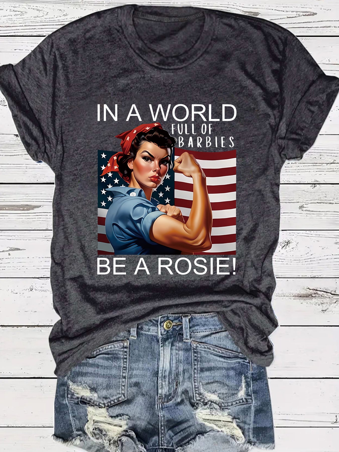 Pattern round neck short sleeved shirt