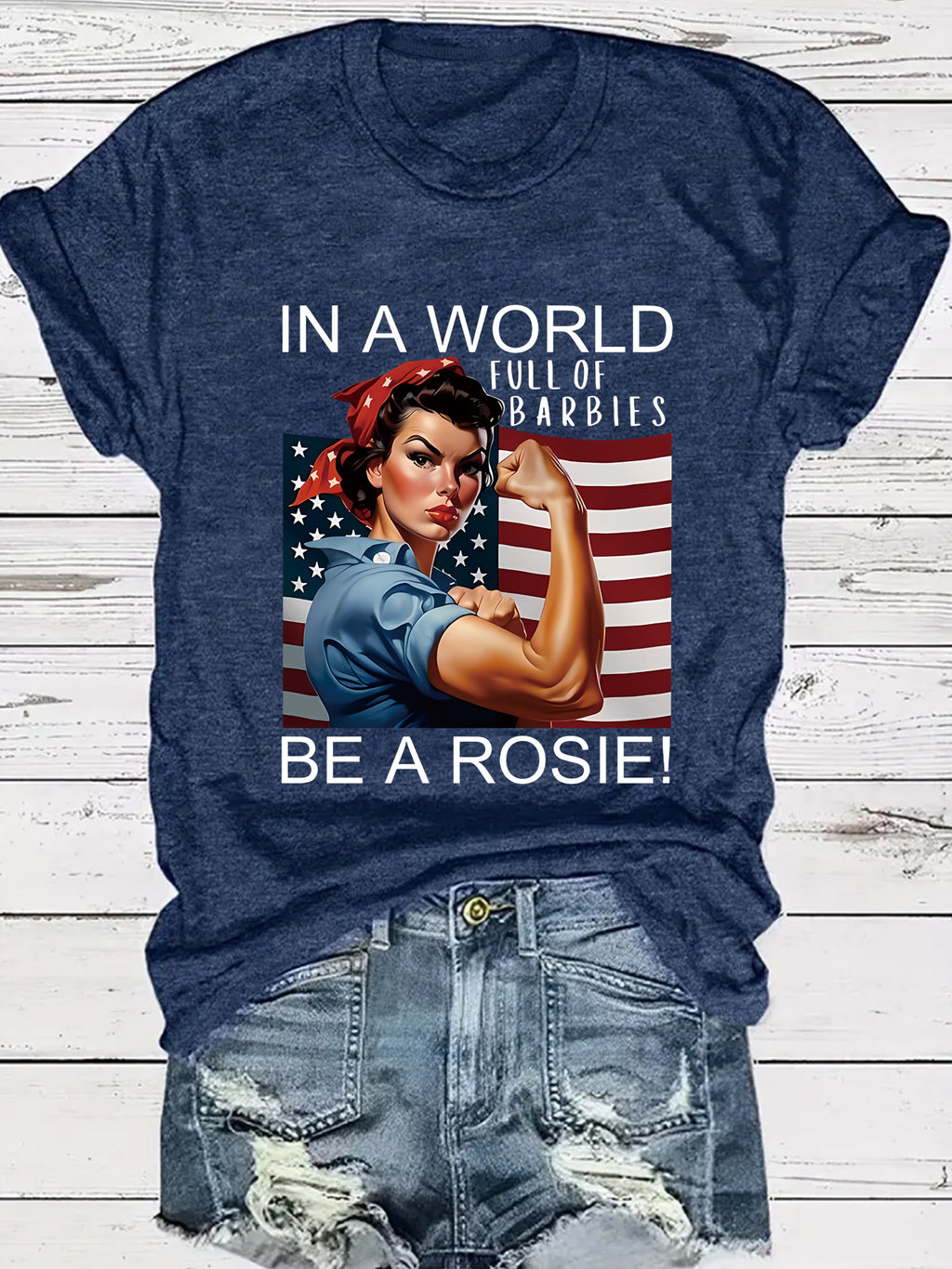 Pattern round neck short sleeved shirt