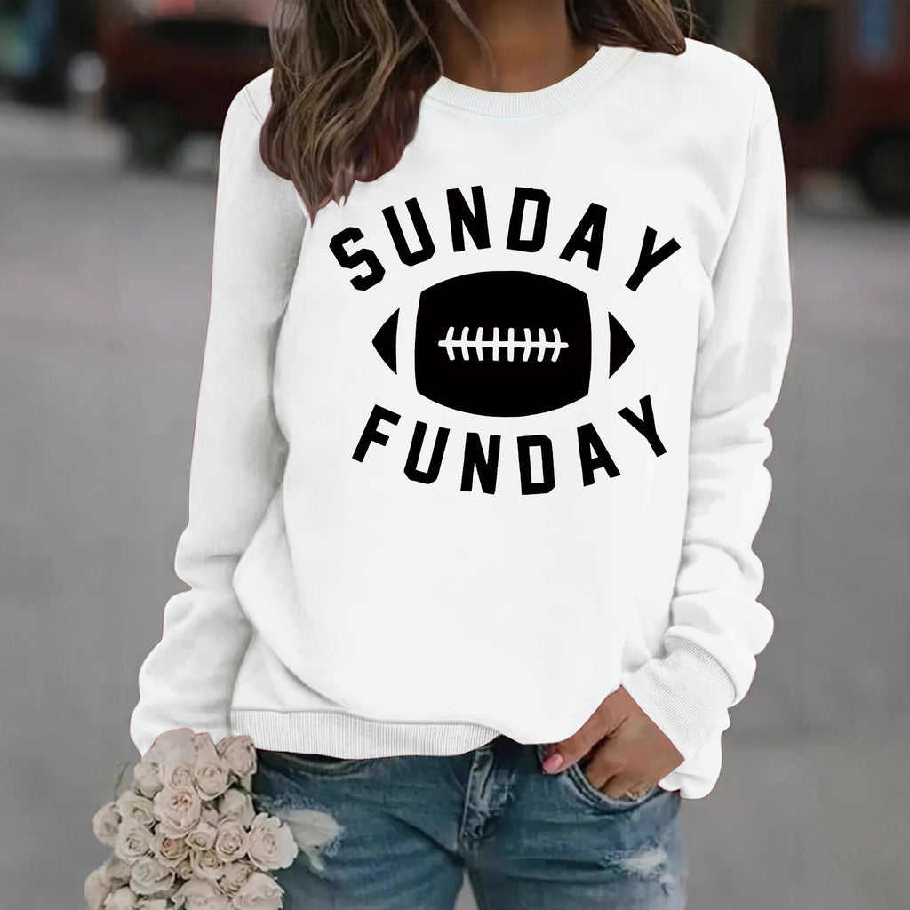 Rugby letter printed hoodie for women