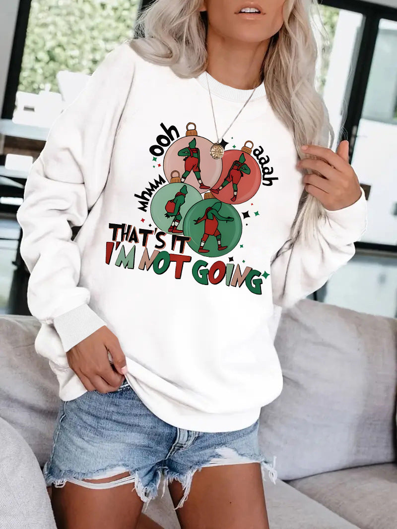 Letter phrase pattern printed casual long sleeved sweatshirt