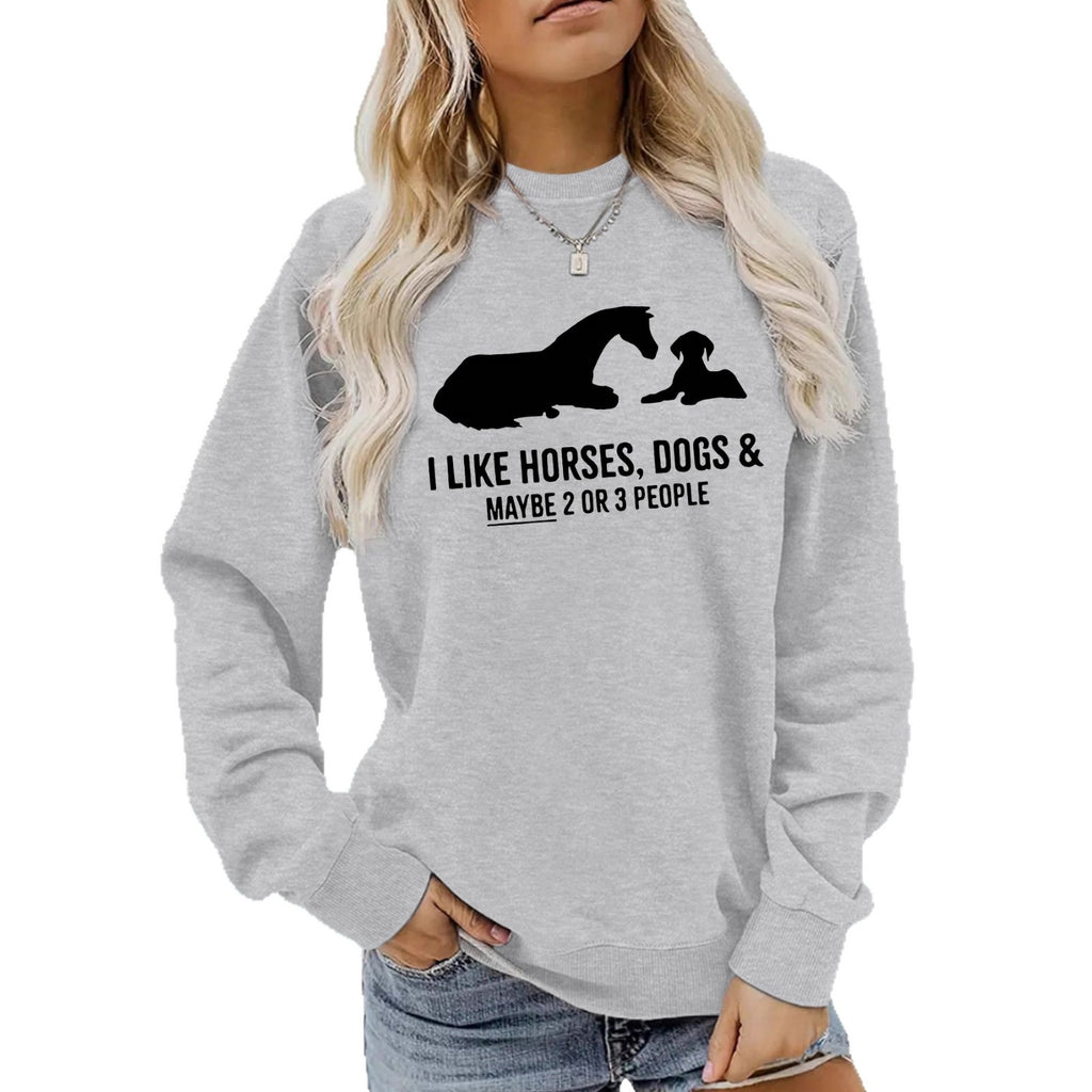 Animal letter printed hoodie round neck hoodie