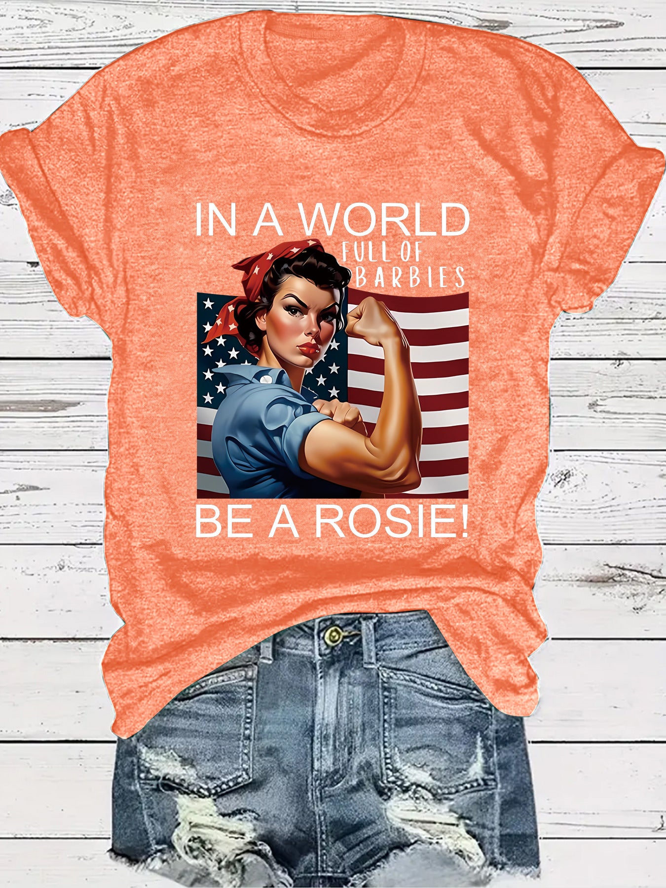 Pattern round neck short sleeved shirt