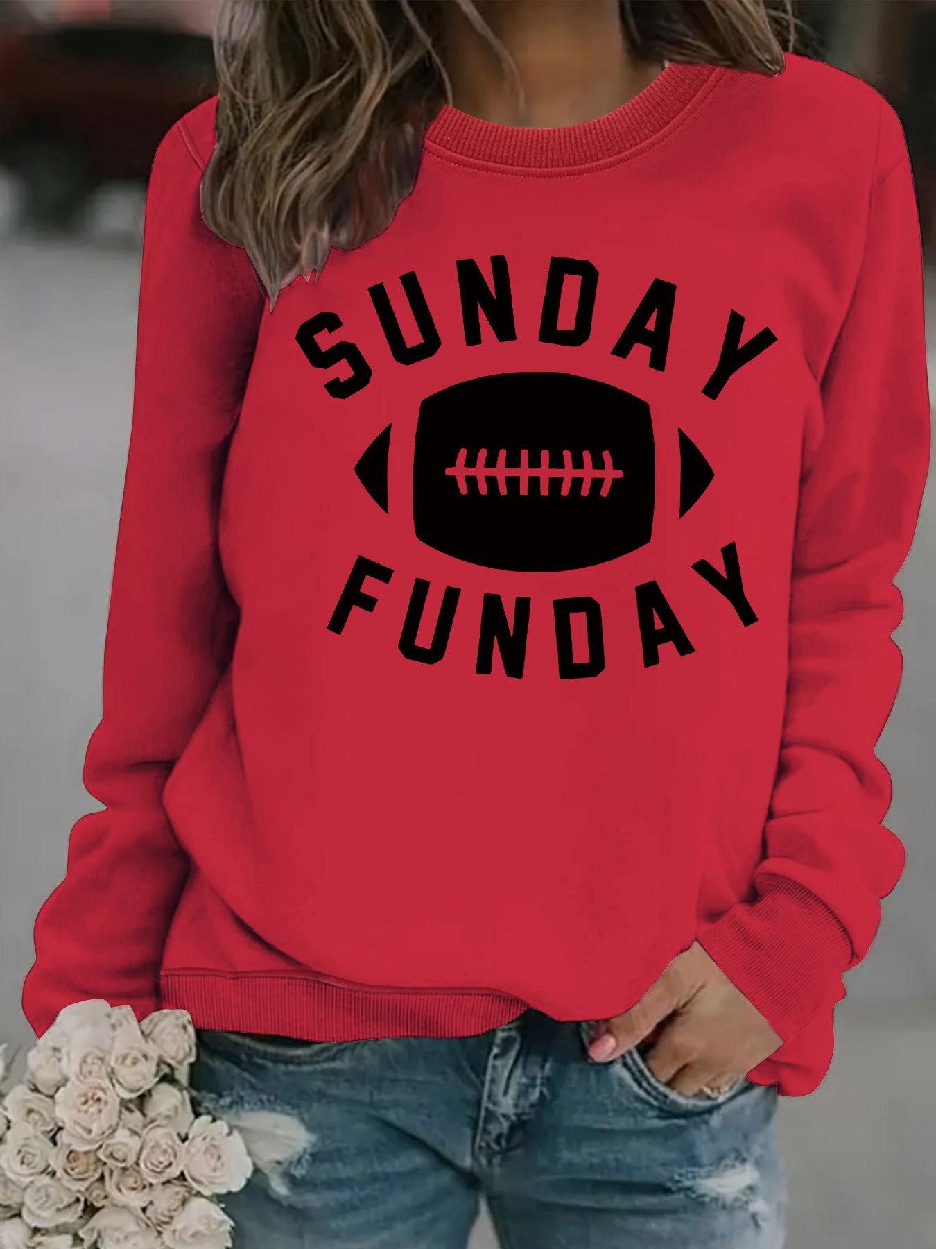 Rugby letter printed hoodie for women