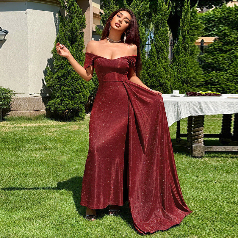 Thin flash vest long dress for women