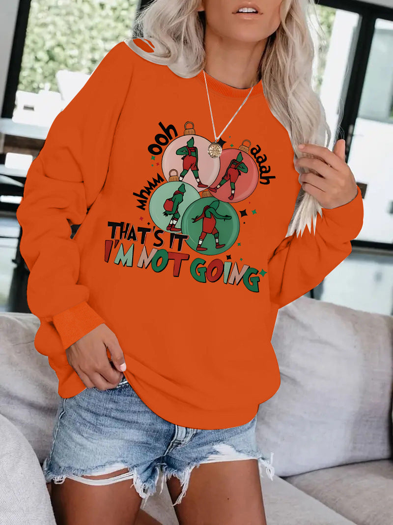 Letter phrase pattern printed casual long sleeved sweatshirt