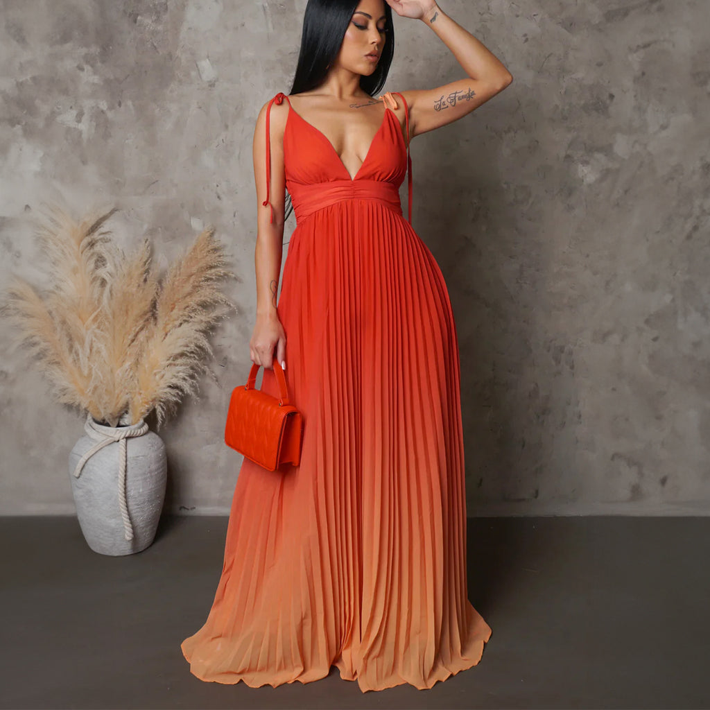 Sexy Strapless Backless Tie-up Ombre Long Dress Formal Dress