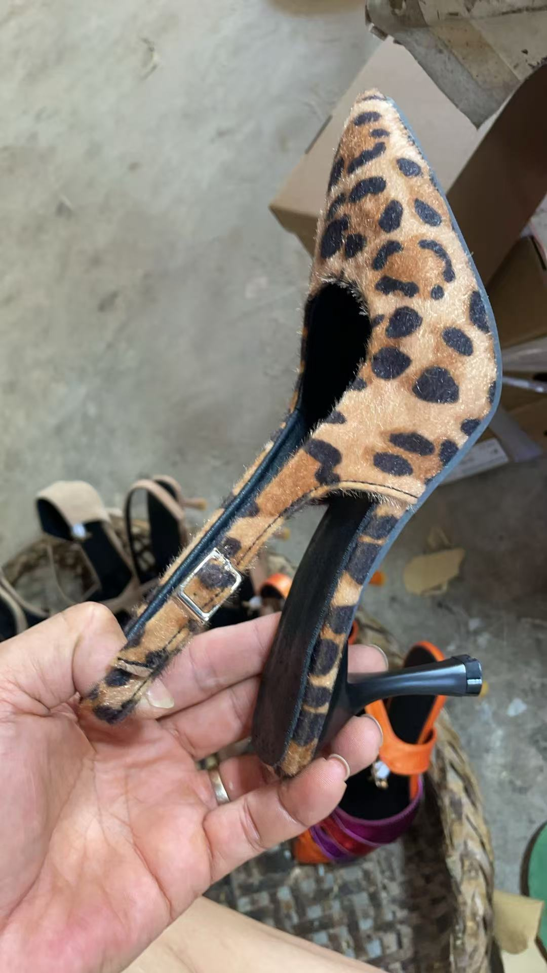 Fashion High-Heeled Pointed-Toe Women's Shoes 40-43 Large Size Slip-On Elegant Sandals