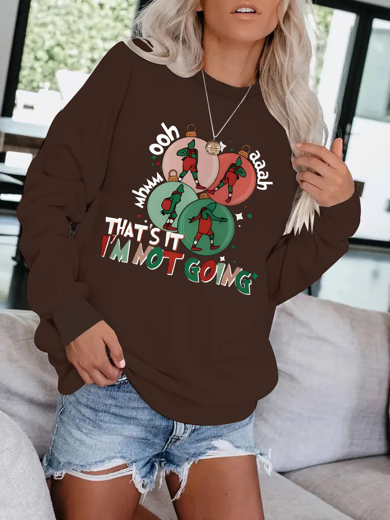 Letter phrase pattern printed casual long sleeved sweatshirt