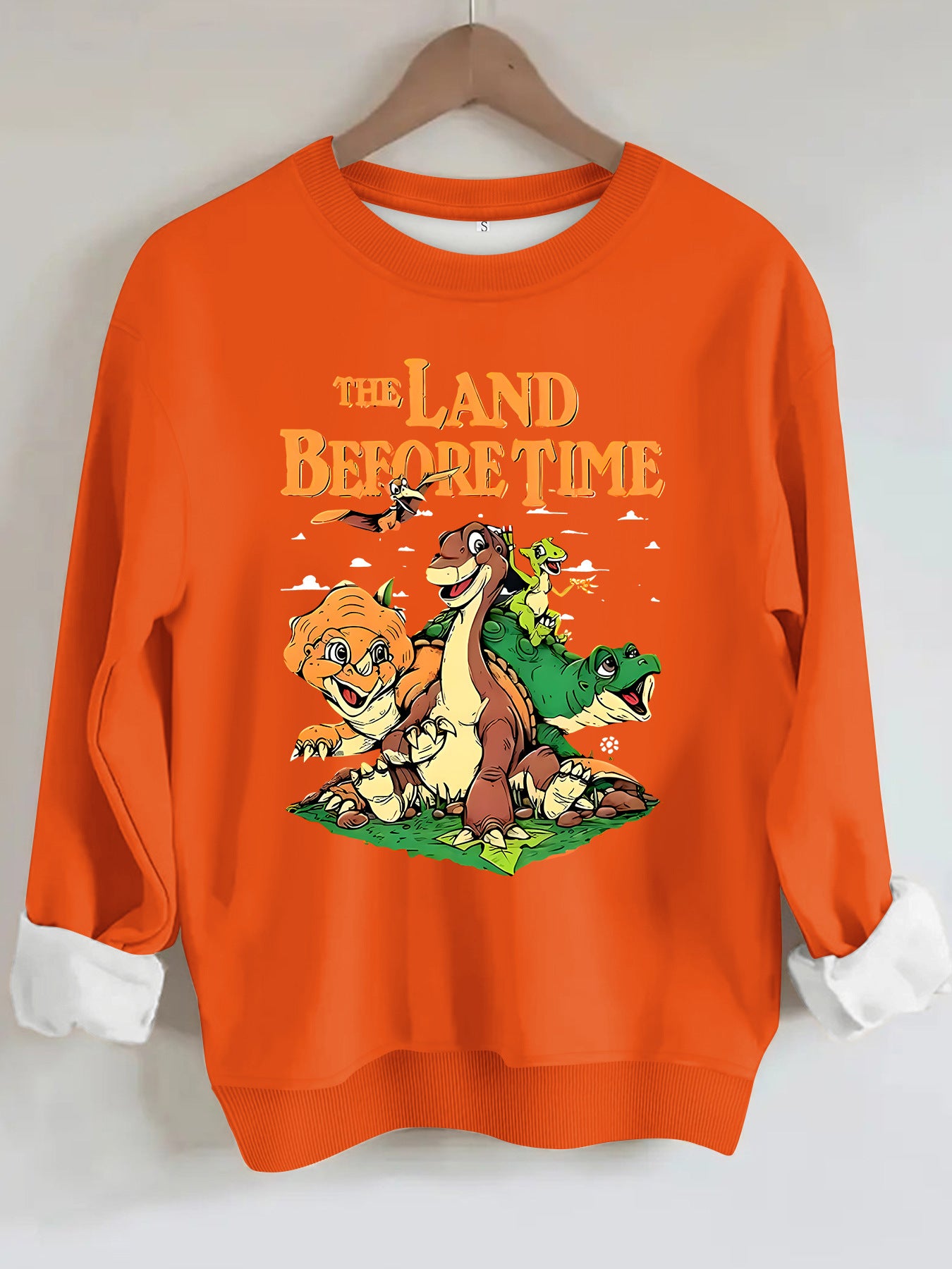 Dinosaur and letter pattern printed hoodie