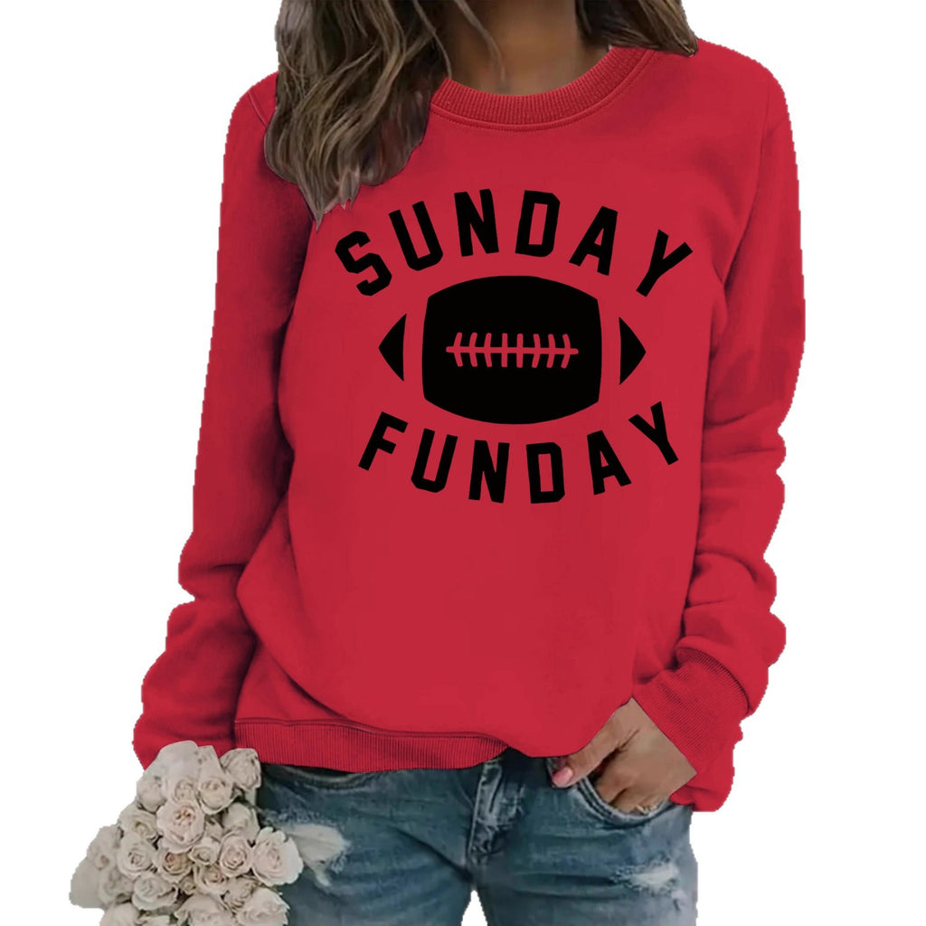 Rugby letter printed hoodie for women