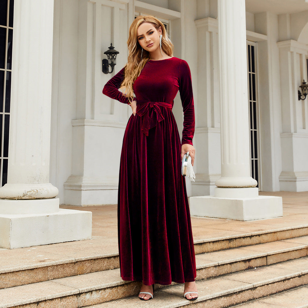 Solid color long dress