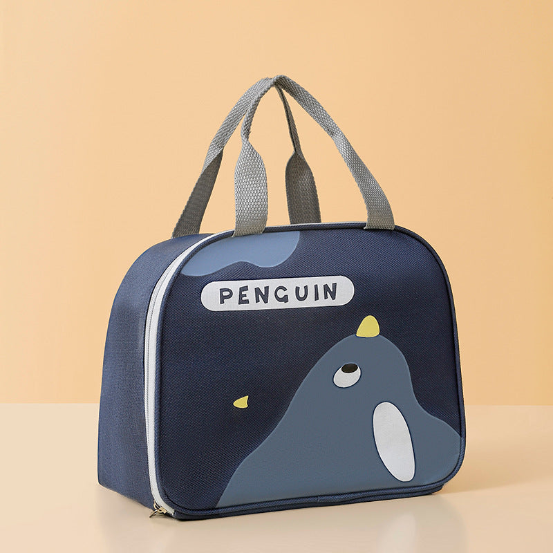 Cute cartoon lunch box bag for students and office workers with side opening, waterproof and thick insulation lunch bag