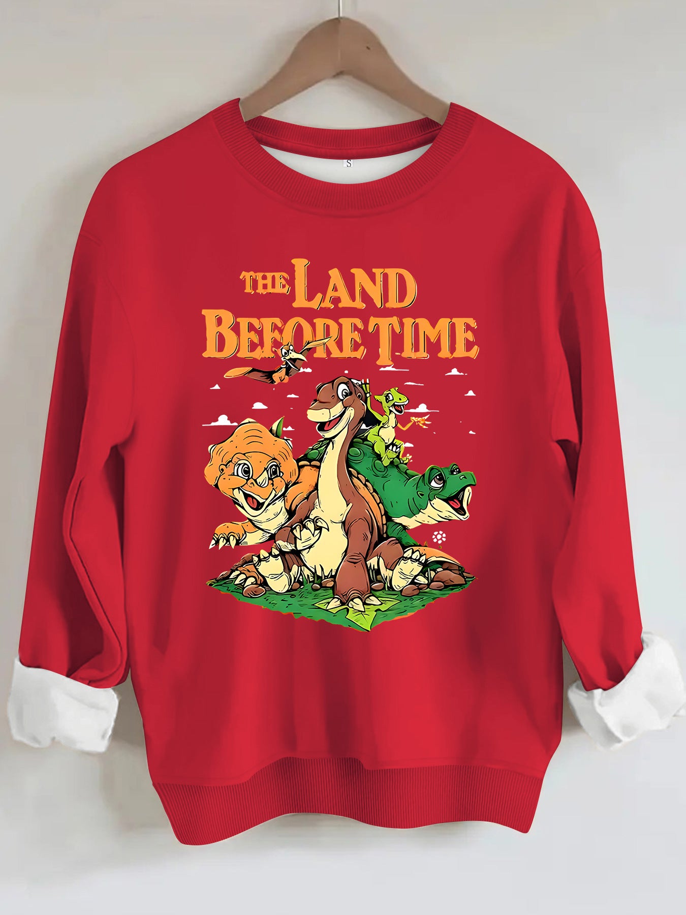 Dinosaur and letter pattern printed hoodie